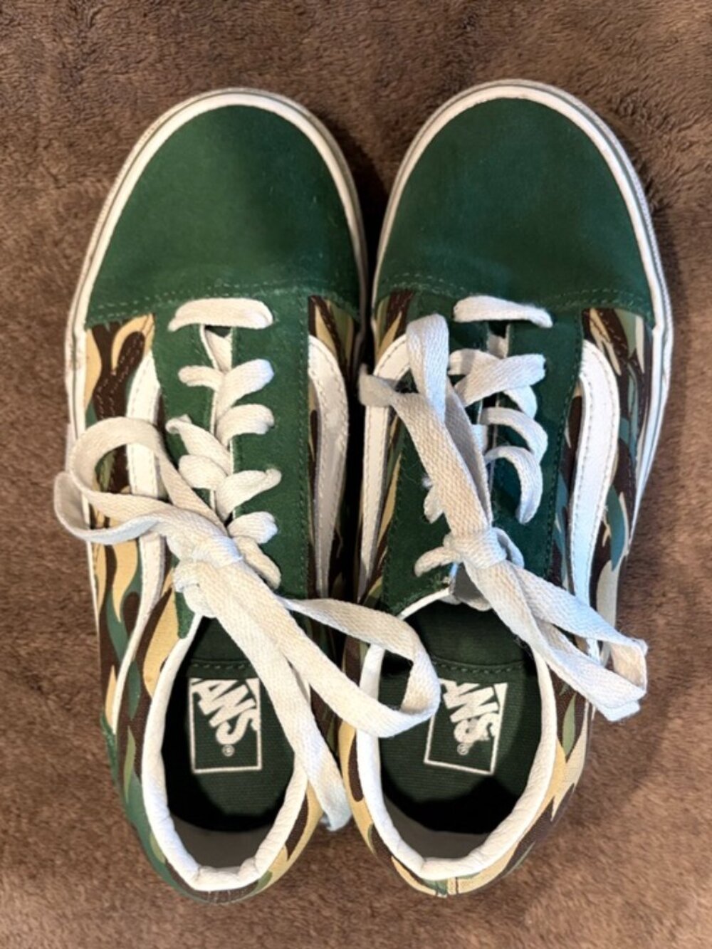 Vans Kids Old Skool Woodland Camo Jungle Green Low Top Skate Shoes Size 2.5 Y